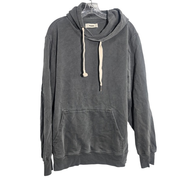 Buck Mason Sz L Mens Charcoal Grey Washed Cotton Pullover Hoodie BM15013.209
